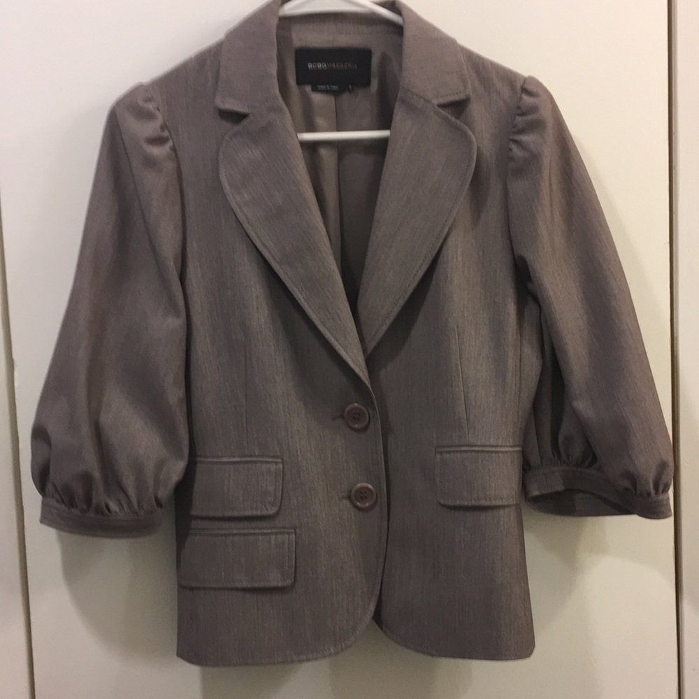 Gray cinched waist blazer or top Small